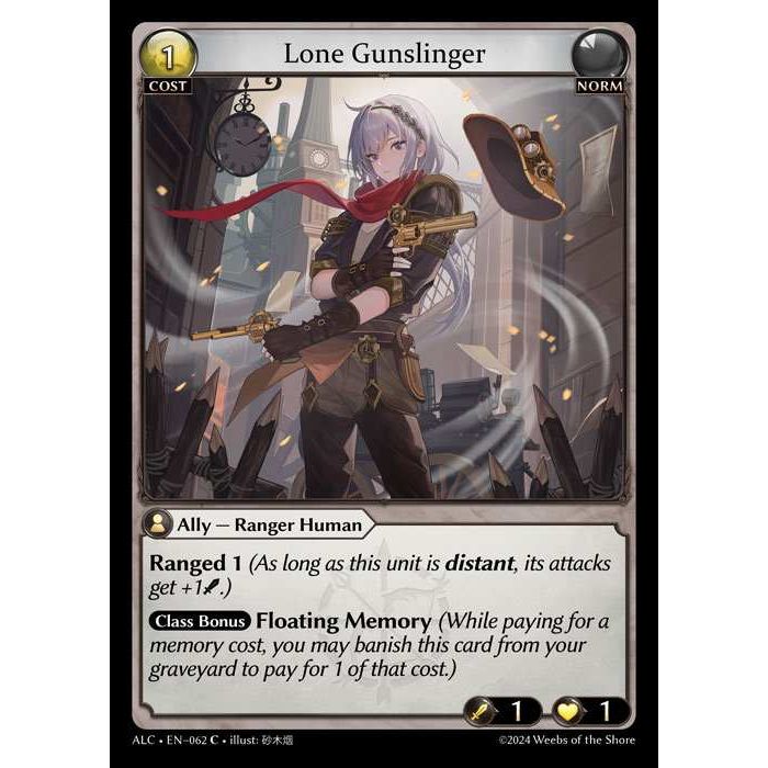 [Alter版] 【FOIL】[Norm] Lone Gunslinger [ALC062-C]

[Grand Archive TCG]