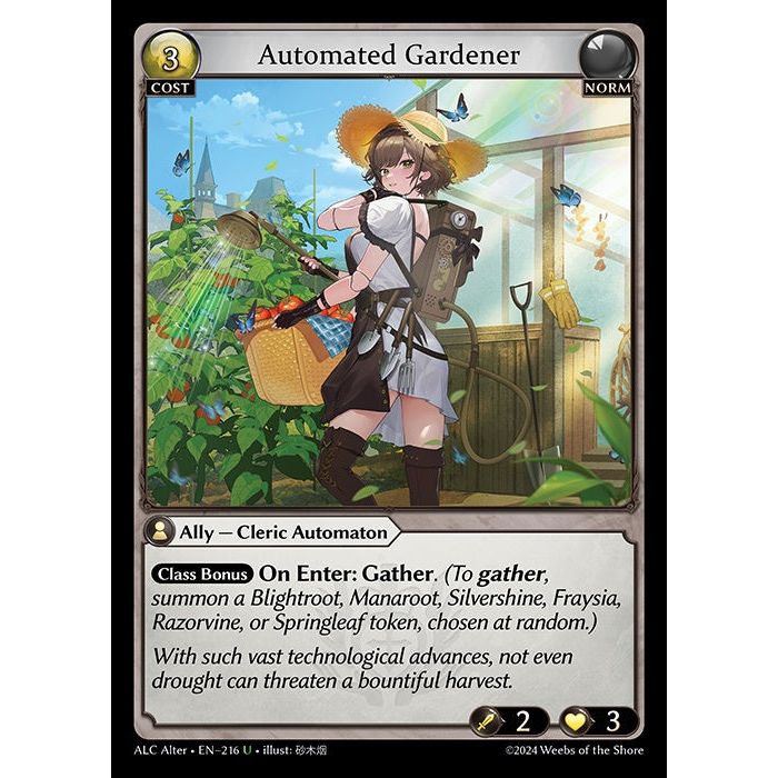 [Alter版] [Norm] Automated Gardener [ALC216-U]

[Grand Archive TCG]