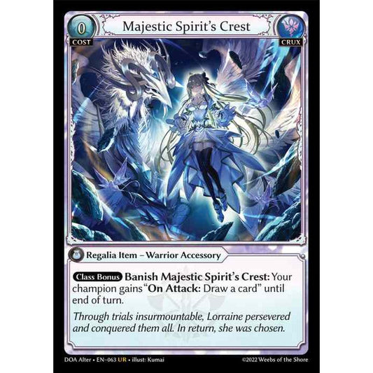 【FOIL】[Crux] Majestic Spirit's Crest [DOA063-UR]  Dawn of Ashes Alter Edition - Grand Archive TCG