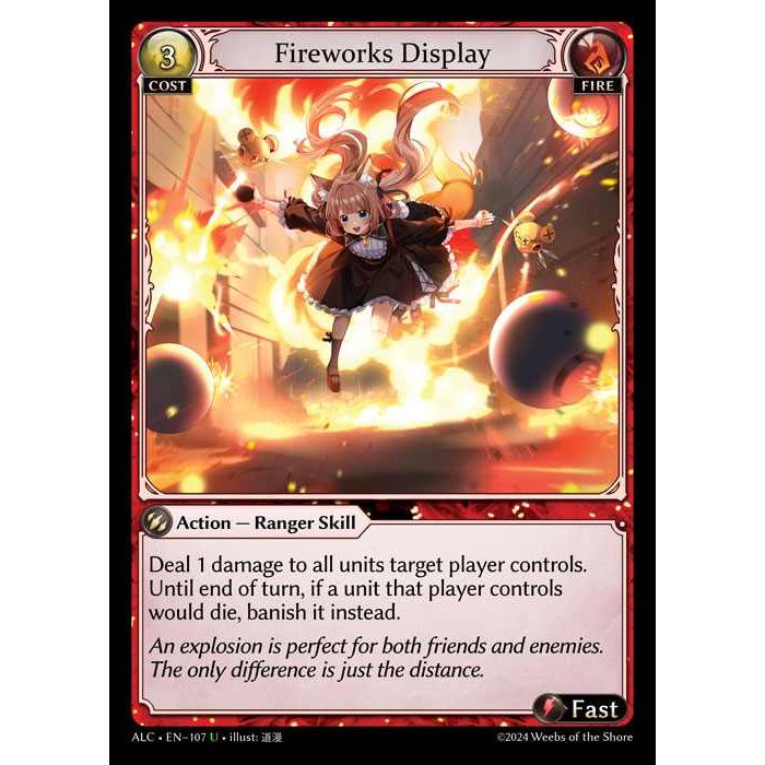 [Alter版] 【FOIL】[Fire] Fireworks Display [ALC107-U]

[Grand Archive TCG]