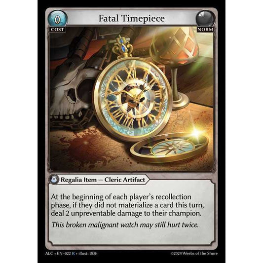 [Alter版] 【FOIL】[Norm] Fatal Timepiece [ALC022-R]

[Grand Archive TCG]