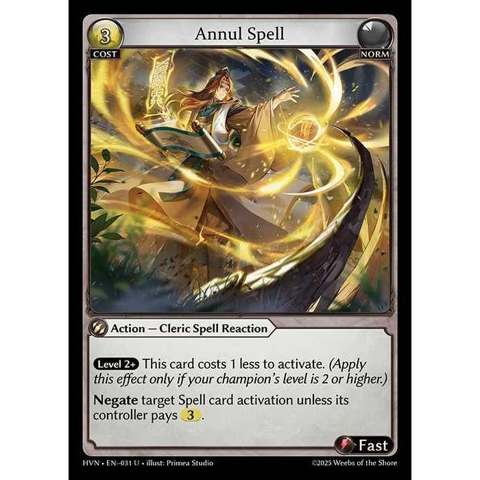 【FOIL】[Norm] Annul Spell [HVN-031-U][Grand Archive TCG]