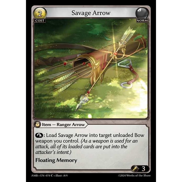 【FOIL】[Norm] Savage Arrow [AMB074-C]

[Grand Archive TCG]