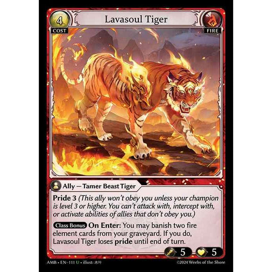 【FOIL】[Fire] Lavasoul Tiger [AMB111-U]  Mortal Ambition - Grand Archive TCG