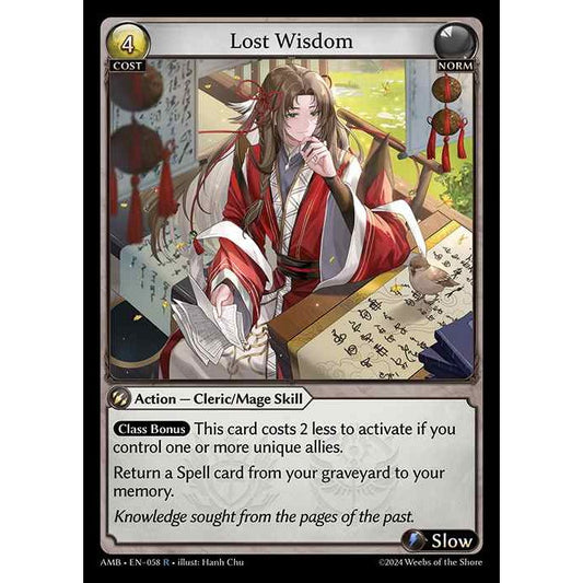 【FOIL】[Norm] Lost Wisdom [AMB058-R]

[Grand Archive TCG]