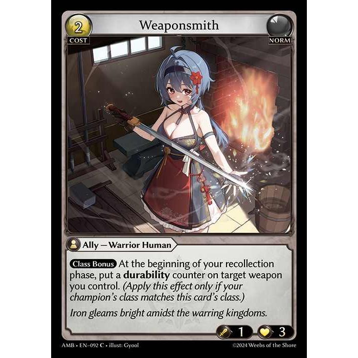 【FOIL】[Norm] Weaponsmith [AMB092-C]

[Grand Archive TCG]