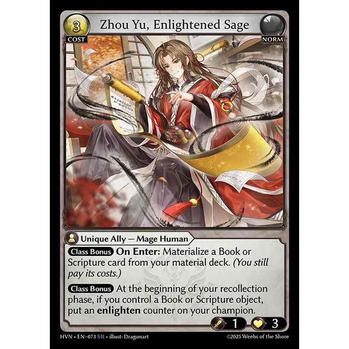 【FOIL】[Norm] Zhou Yu, Enlightened Sage [HVN-073-SR][Grand Archive TCG]