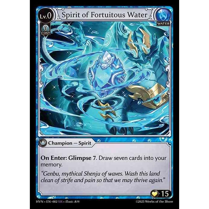 【FOIL】[Water] Spirit of Fortuitous Water [HVN-002-SR][Grand Archive TCG]