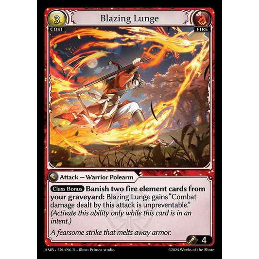 [Fire] Blazing Lunge [AMB096-R]

[Grand Archive TCG]