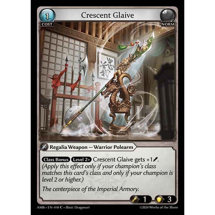 [Norm] Crescent Glaive [AMB010-C]

[Grand Archive TCG]