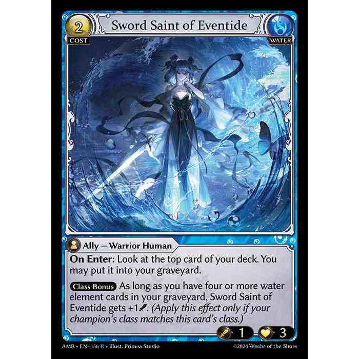 [Water] Sword Saint of Eventide [AMB156-R]

[Grand Archive TCG]