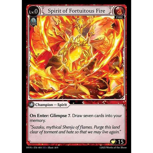 【FOIL】[Fire] Spirit of Fortuitous Fire [HVN-001-SR][Grand Archive TCG]