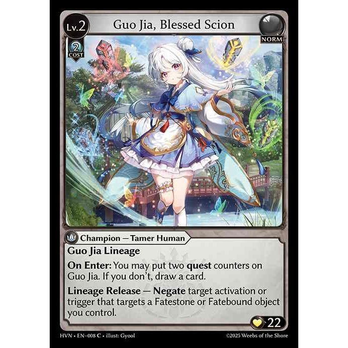 【FOIL】[Norm] Guo Jia, Blessed Scion [HVN-008-C][Grand Archive TCG]