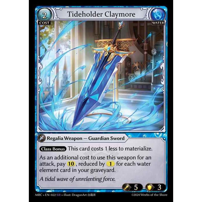 [Water] Tideholder Claymore [MRC022-SR]  Mercurial Heart First Edition - Grand Archive TCG