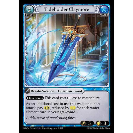 [Water] Tideholder Claymore [MRC022-SR]  Mercurial Heart First Edition - Grand Archive TCG