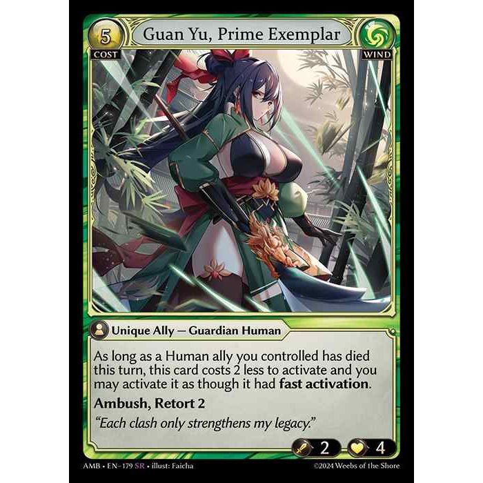 [Wind] Guan Yu, Prime Exemplar [AMB179-SR]

[Grand Archive TCG]