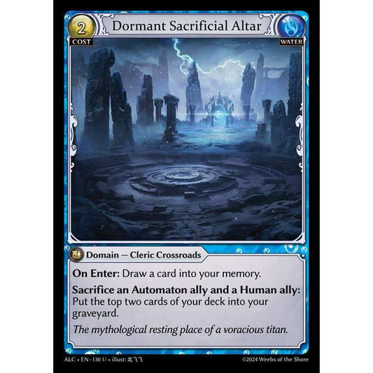 [Alter版] 【FOIL】[Water] Dormant Sacrificial Altar [ALC130-U]

[Grand Archive TCG]