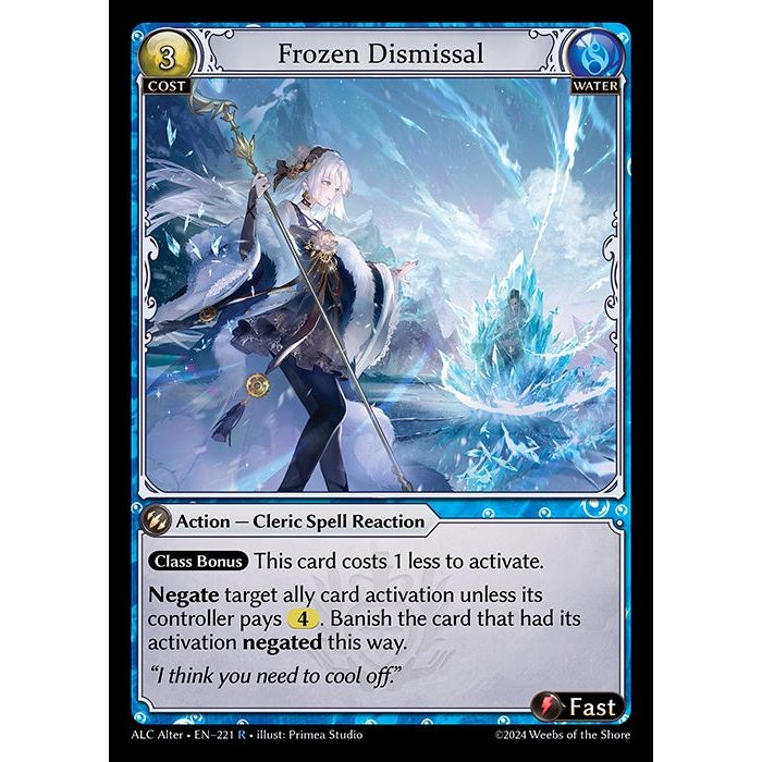 [Alter版] [Water] Frozen Dismissal [ALC221-R]

[Grand Archive TCG]