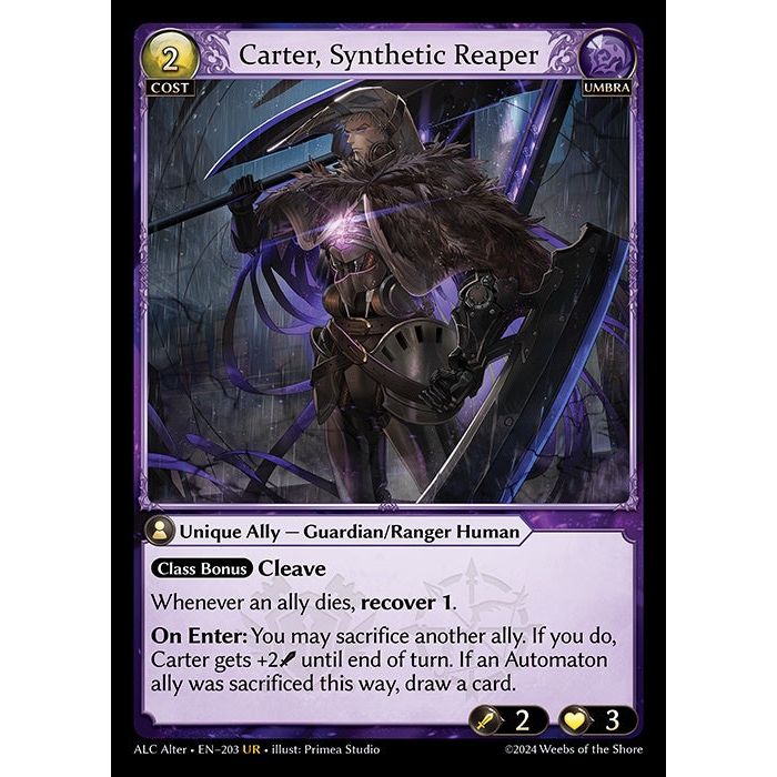 [Alter版] [Umbra] Carter, Synthetic Reaper [ALC203-UR]

[Grand Archive TCG]