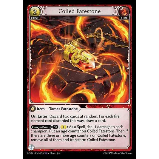 【FOIL】[Fire] Coiled Fatestone / Serpentine Judicator [HVN-078-SR][Grand Archive TCG]