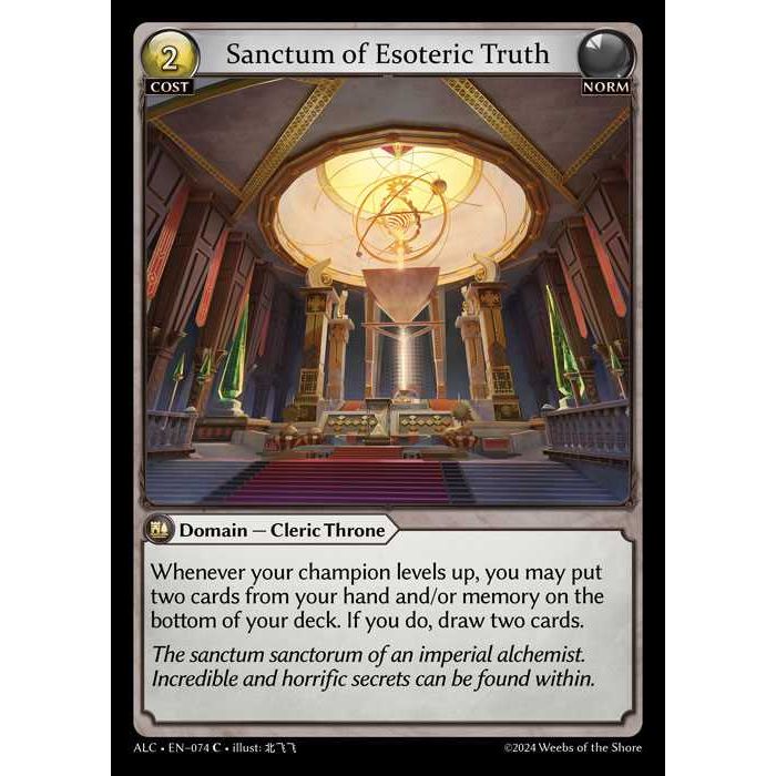 [Alter版] [Norm] Sanctum of Esoteric Truth [ALC074-C]

[Grand Archive TCG]