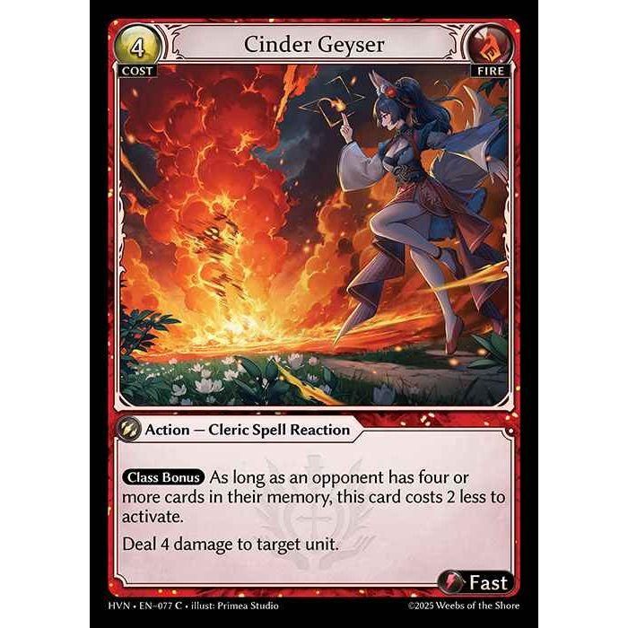 【FOIL】[Fire] Cinder Geyser [HVN-077-C][Grand Archive TCG]