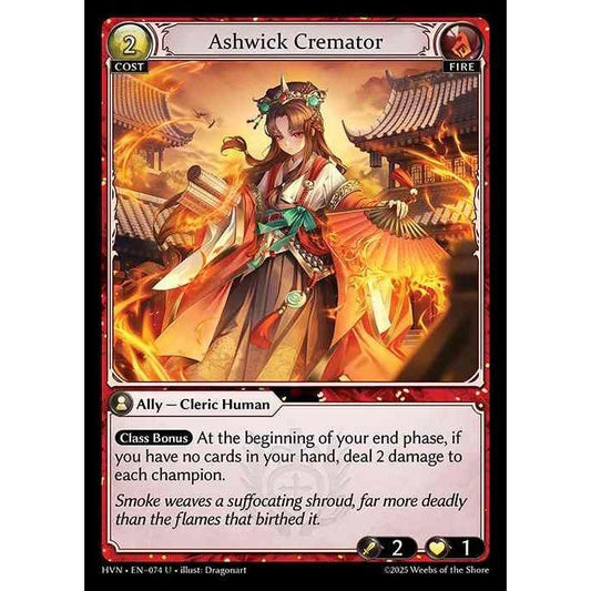[Fire] Ashwick Cremator [HVN-074-U][Grand Archive TCG]