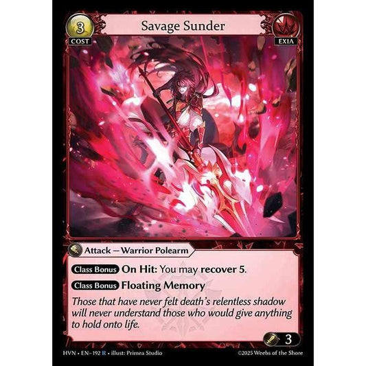 【FOIL】[Exia] Savage Sunder [HVN-192-R][Grand Archive TCG]