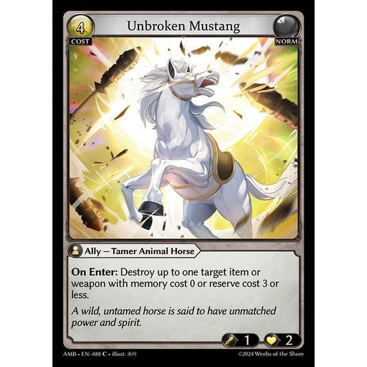 【FOIL】[Norm] Unbroken Mustang [AMB088-C]

[Grand Archive TCG]