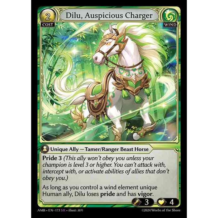 [Wind] Dilu, Auspicious Charger [AMB173-SR]

[Grand Archive TCG]