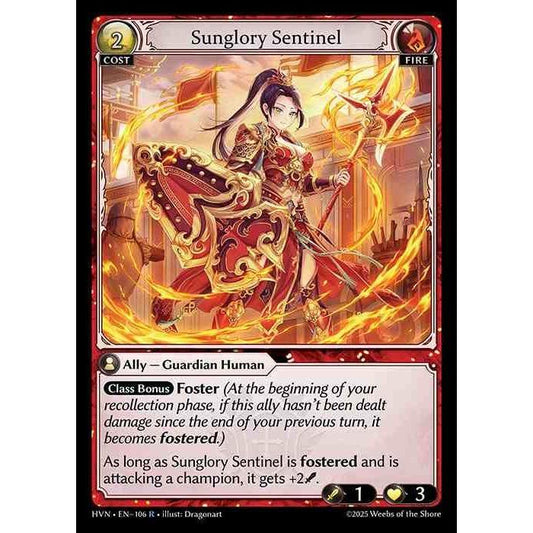 【FOIL】[Fire] Sunglory Sentinel [HVN-106-R][Grand Archive TCG]
