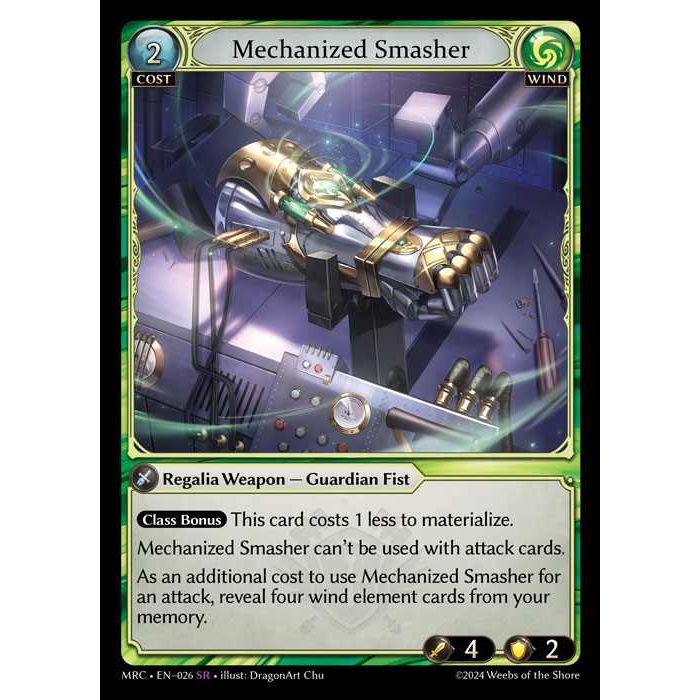 [Alter] [Wind] Mechanized Smasher [MRC026-SR]  Mercurial Heart Alter Edition - Grand Archive TCG