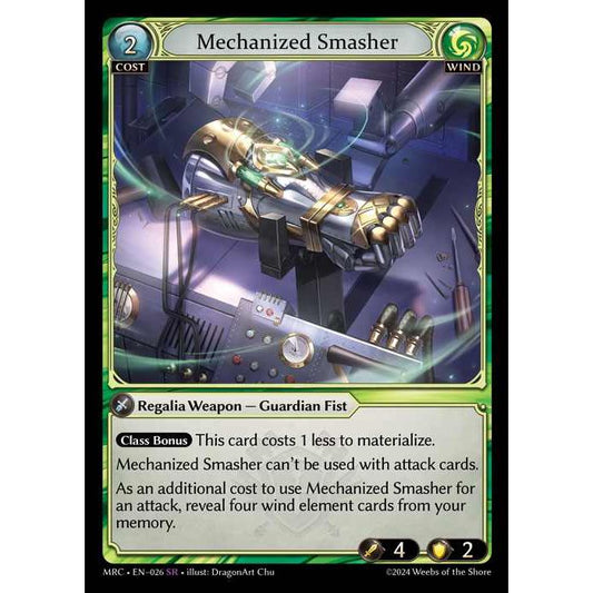 [Alter] [Wind] Mechanized Smasher [MRC026-SR]  Mercurial Heart Alter Edition - Grand Archive TCG