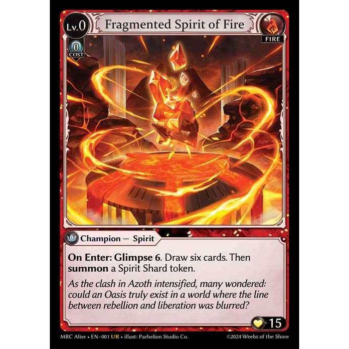 [Alter] 【FOIL】 [Fire] Fragmented Spirit of Fire [MRC001-UR]  Mercurial Heart Alter Edition - Grand Archive TCG