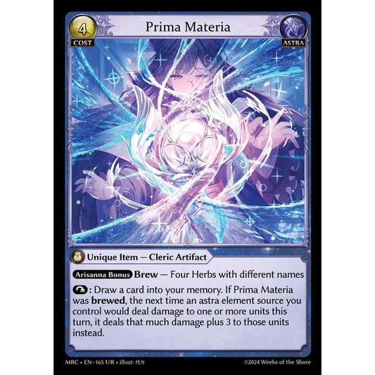 [Astra] Prima Materia [MRC165-UR]

[Grand Archive TCG]