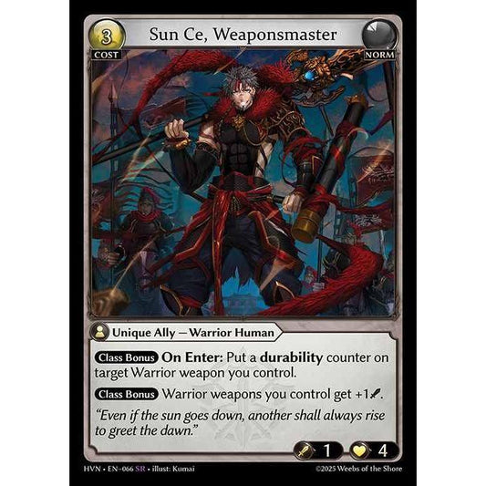 【FOIL】[Norm] Sun Ce, Weaponsmaster [HVN-066-SR][Grand Archive TCG]