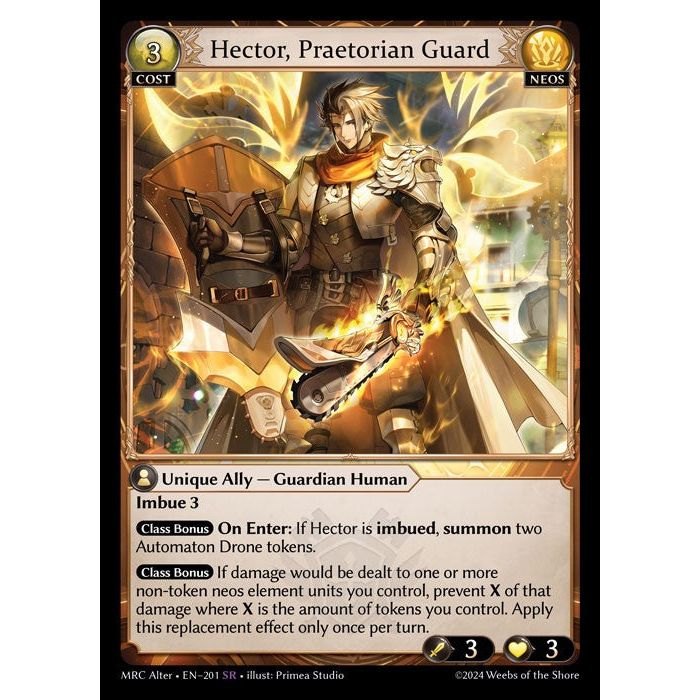 [Alter] [Neos] Hector, Praetorian Guard [MRC201-SR]  Mercurial Heart Alter Edition - Grand Archive TCG