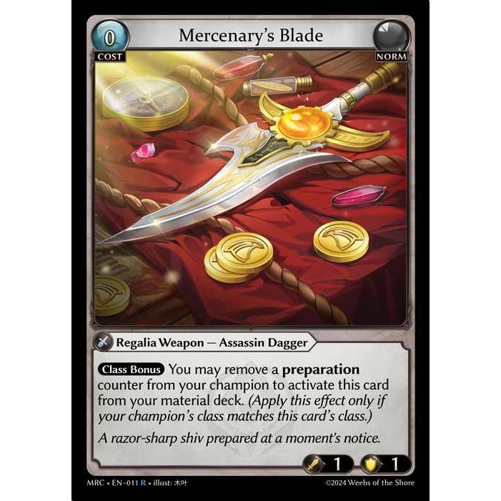 [Alter] 【FOIL】[Norm] Mercenary's Blade [MRC011-R]  Mercurial Heart Alter Edition - Grand Archive TCG