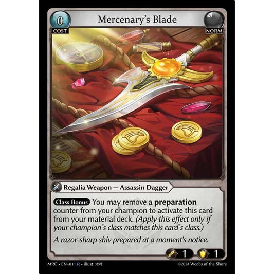 [Alter] 【FOIL】[Norm] Mercenary's Blade [MRC011-R]  Mercurial Heart Alter Edition - Grand Archive TCG