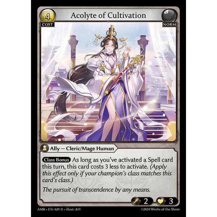 [Norm] Acolyte of Cultivation [AMB029-R]

[Grand Archive TCG]