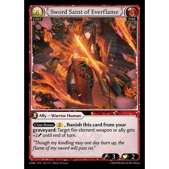 [Fire] Sword Saint of Everflame [AMB122-SR]

[Grand Archive TCG]