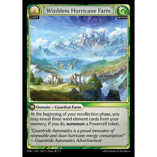 [Alter] [Wind] Winbless Hurricane Farm [MRC158-U]  Mercurial Heart Alter Edition - Grand Archive TCG