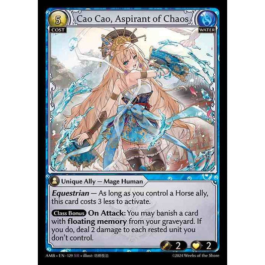 [Water] Cao Cao, Aspirant of Chaos [AMB129-SR]

[Grand Archive TCG]