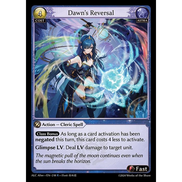 [Alter版] [Astra] Dawn's Reversal [ALC218-R]

[Grand Archive TCG]