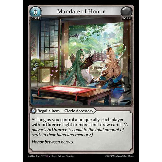 [Norm] Mandate of Honor [AMB017-SR]

[Grand Archive TCG]