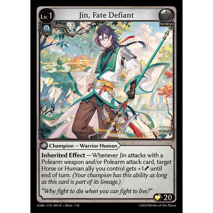 [Norm] Jin, Fate Defiant [AMB004-C]

[Grand Archive TCG]